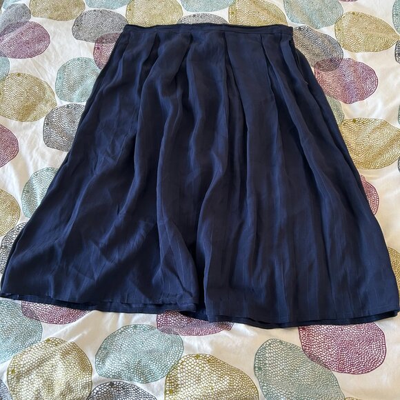 Soo Yung Lee 100% Silk Matching Matching Jacket and Skirt Set Navy Blue Size 14 - Picture 9 of 15